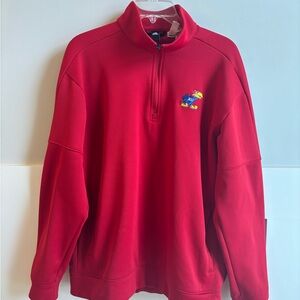 NCAA KU Men’s Large Adidas Half Zip Performance Sweater in Red - Worn Once